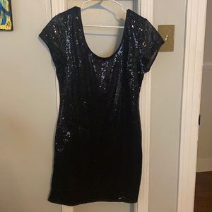 Black sequin dress.